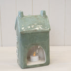 Large Nordic Green Ceramic Tealight Holder House - Christmas Decor - British D'sire