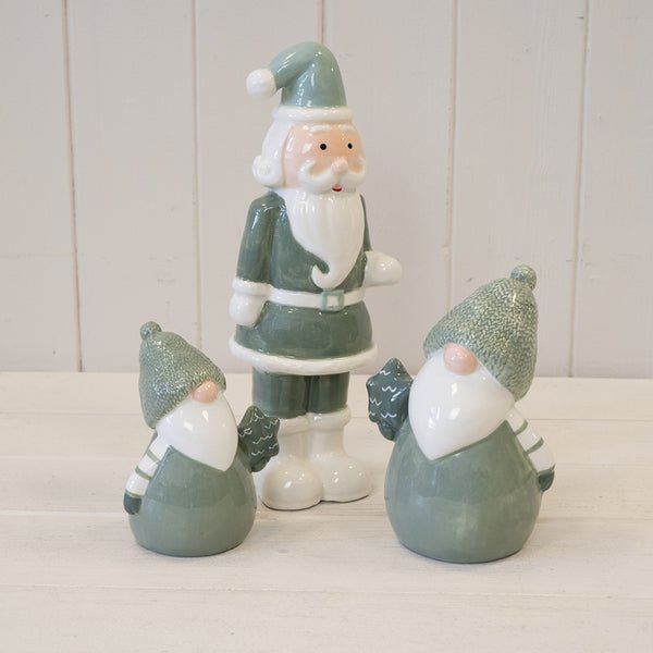 Large Nordic Green Santa Ornament - Christmas Decor - British D'sire