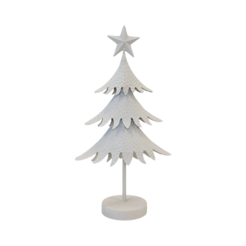 Large Off White Metal Christmas Tree Decoration 53cm - Christmas Decor - British D'sire