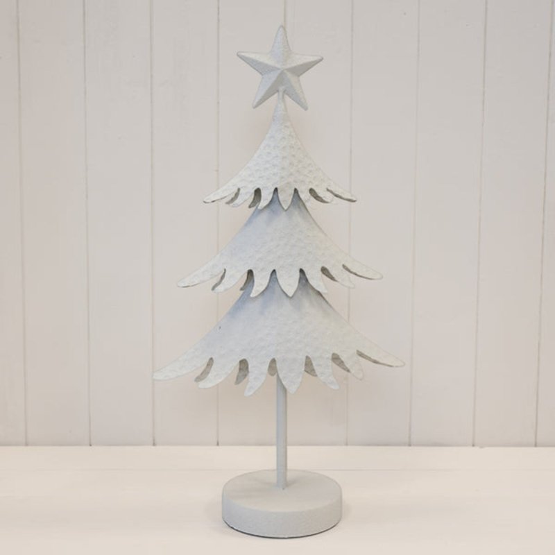 Large Off White Metal Christmas Tree Decoration 53cm - Christmas Decor - British D'sire