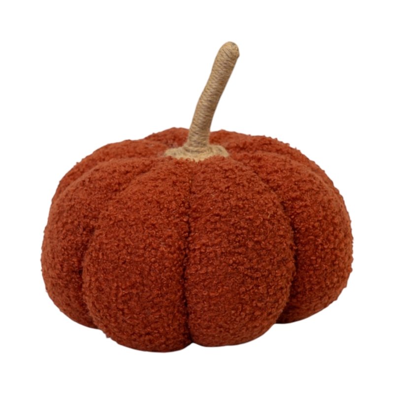Large Orange Boucle Fabric Pumpkin Autumn Decoration - Christmas Decor - British D'sire