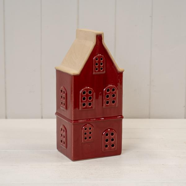 Large Red Ceramic LED Townhouse with Sand Roof. 6 Hour Timer Secondary image