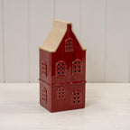 Large Red Ceramic LED Townhouse with Sand Roof. 6 Hour Timer - Home Decor - British D'sire
