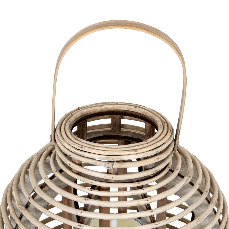 Large Round Willow Lantern With Glass Holder - Lanterns - British D'sire