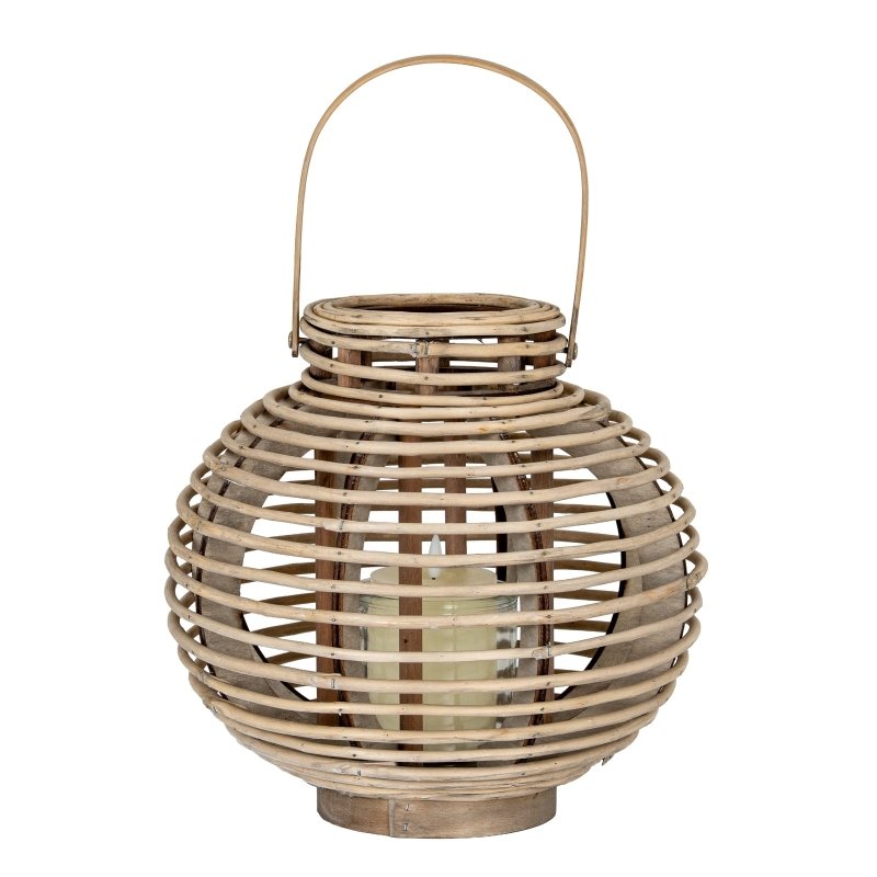 Large Round Willow Lantern With Glass Holder - Lanterns - British D'sire