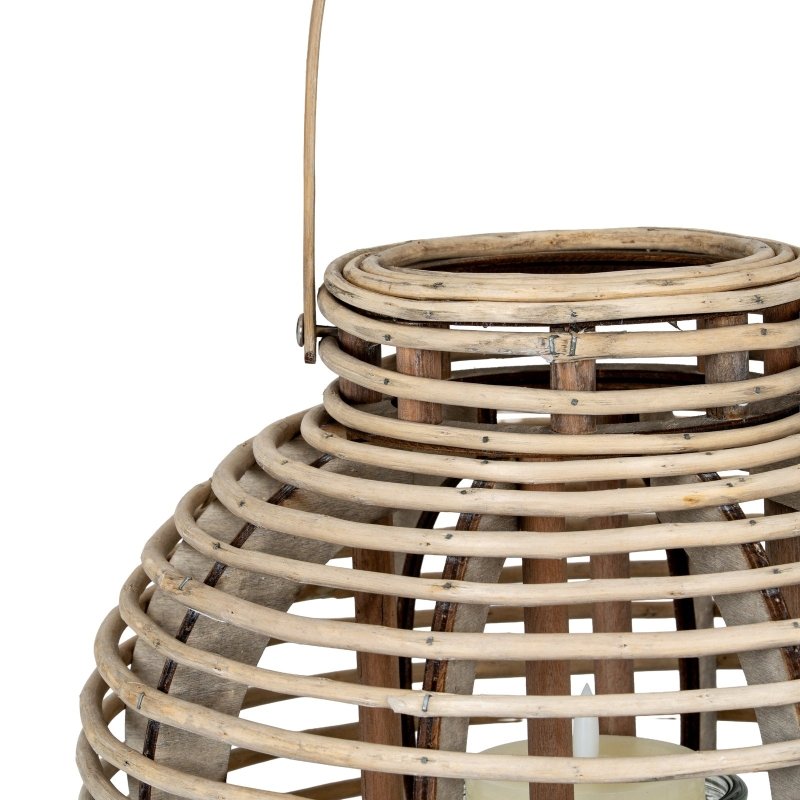 Large Round Willow Lantern With Glass Holder - Lanterns - British D'sire