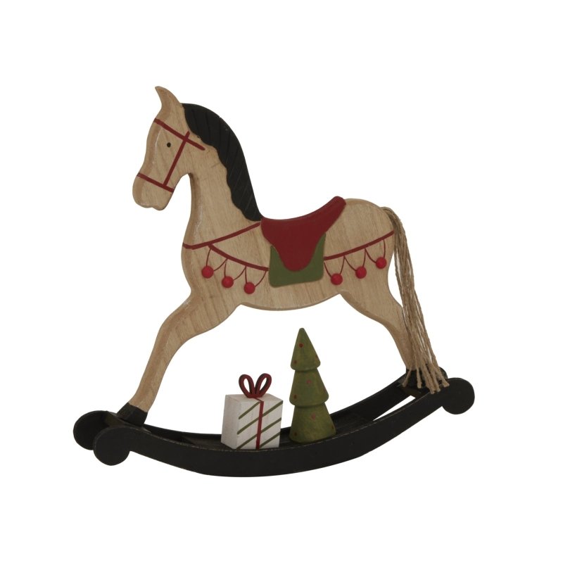 Large Rustic Decorated Rocking Horse Christmas Decoration - Christmas Decor - British D'sire