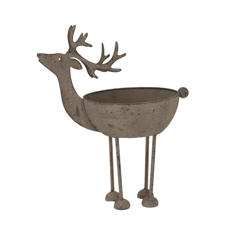 Large Rustic Metal Reindeer Bowl - Christmas Decor - British D'sire