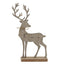 Large Rustic Metal Reindeer On Wood Stand - Christmas Decor - British D'sire