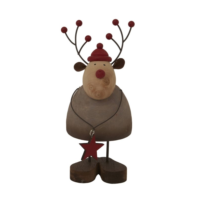 Large Rustic Reindeer With Star Decoration - Christmas Decor - British D'sire