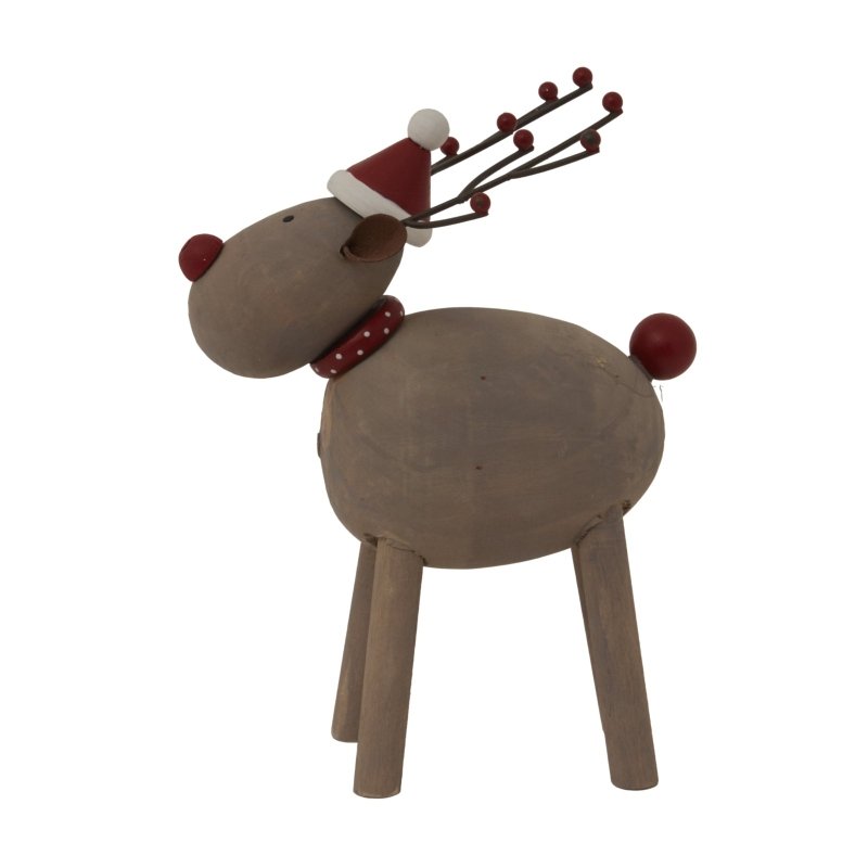 Large Rustic Rudolf With Hat Home Decor Ornament Decoration - Christmas Decor - British D'sire