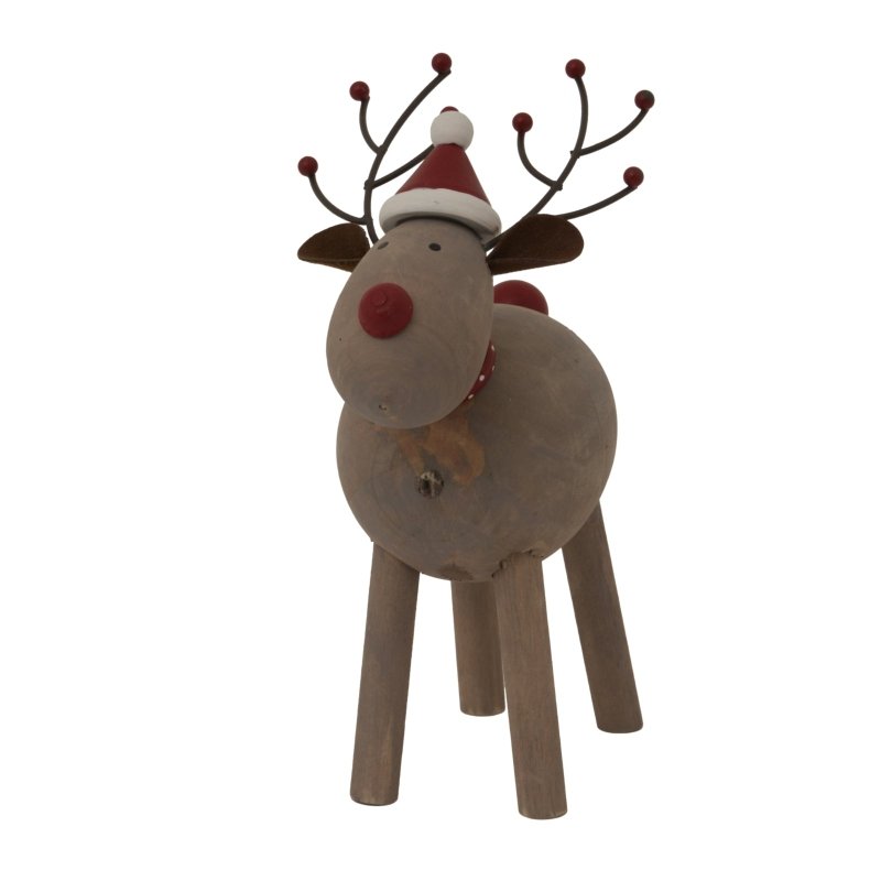 Large Rustic Rudolf With Hat Home Decor Ornament Decoration - Christmas Decor - British D'sire