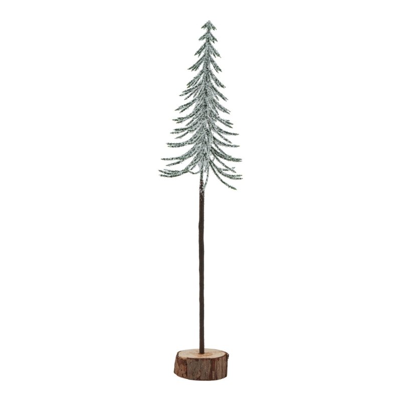 Large Snowy Spindle Tree In Wood Log Christmas Decoration - Christmas Decor - British D'sire
