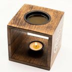 Large Square Mango Wood Oil Burner- Pentagon - Cool Designs Oil Burners - British D'sire