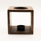 Large Square Mango Wood Oil Burner- Pentagon - Cool Designs Oil Burners - British D'sire