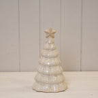 Large Stone Glazed Ribbed Christmas Tree with Star Topper - Christmas Decor - British D'sire