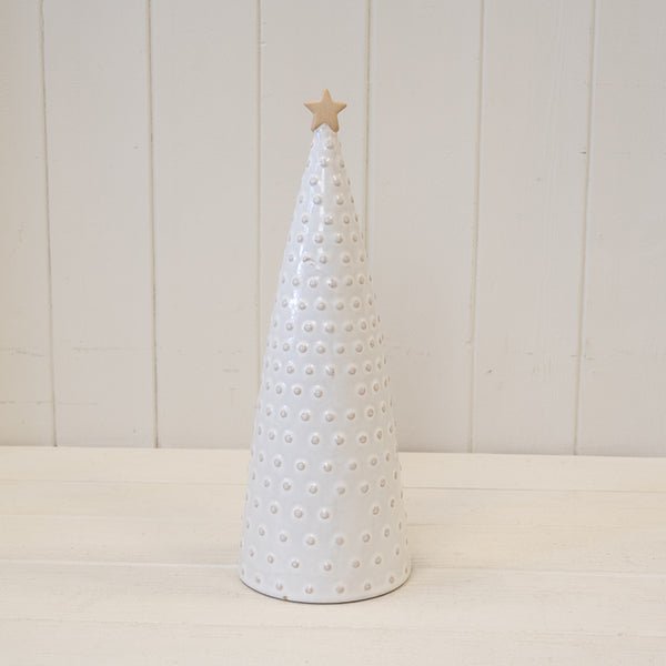 Large Stoneglazed Bobbin Tree with Gold Star - Christmas Decor - British D'sire