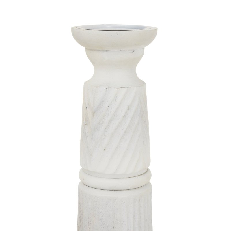 Large White Carved Candle Holder - Candle Holders - British D'sire