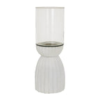 Large White Carved Hurricane Lantern - Lanterns - British D'sire