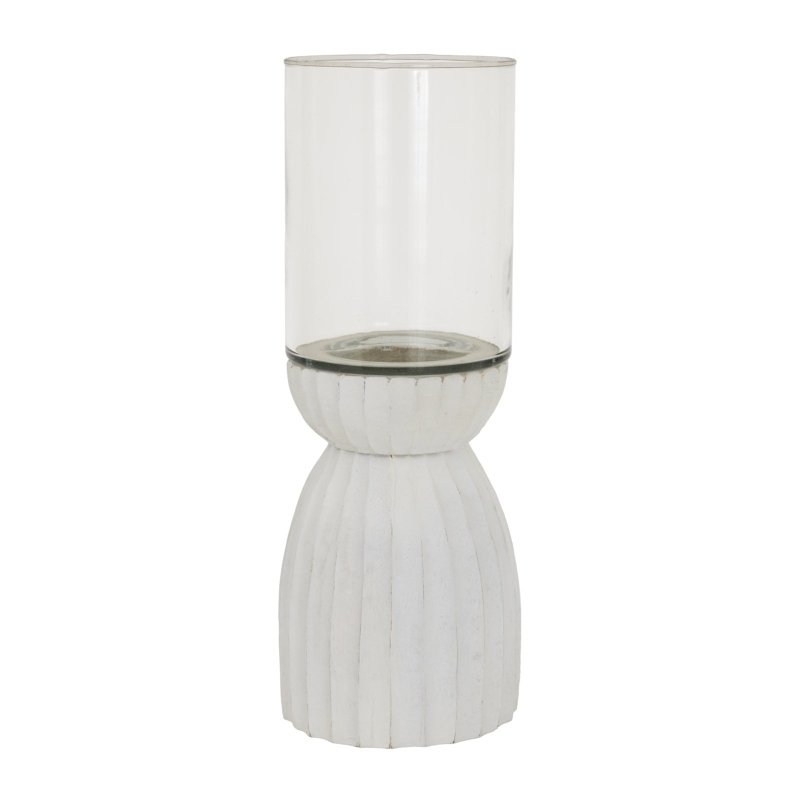 Large White Carved Hurricane Lantern - Lanterns - British D'sire