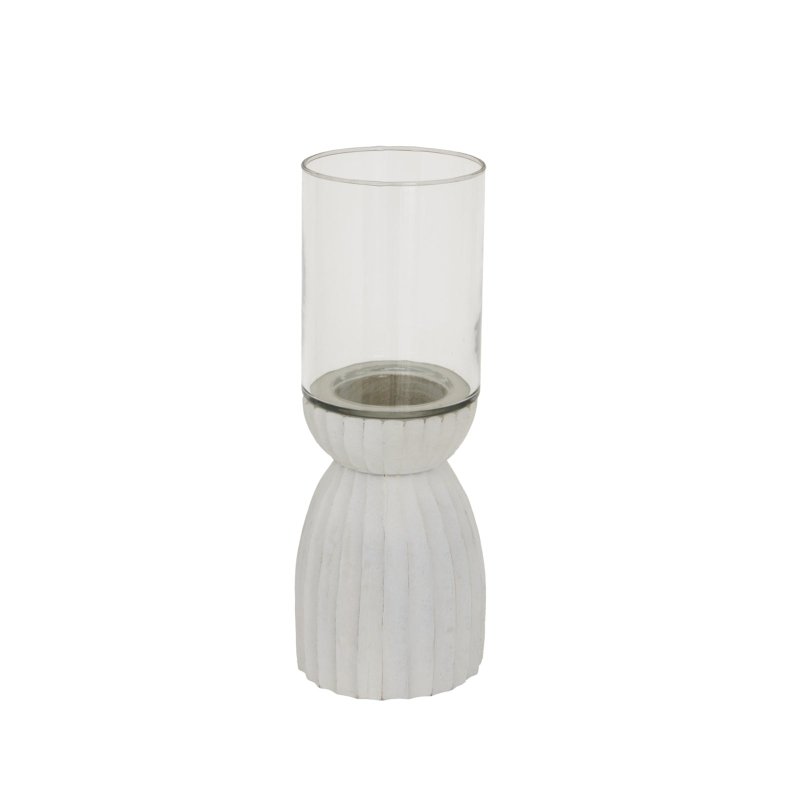 Large White Carved Hurricane Lantern - Lanterns - British D'sire