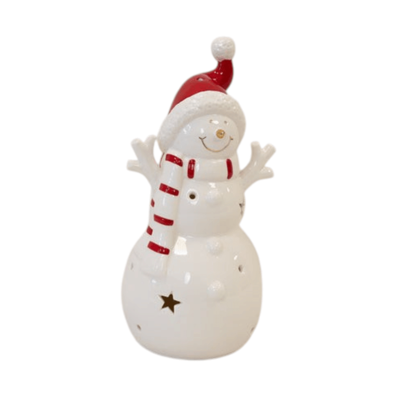 Large White Christmas LED Snowman in a Scarf - Christmas Decor - British D'sire