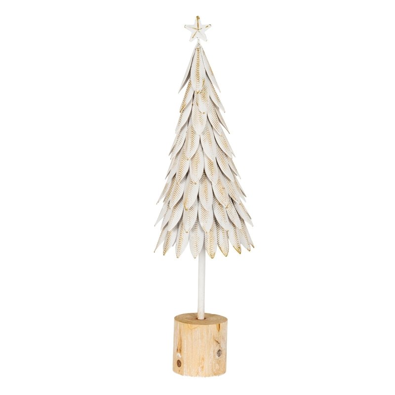 Large White Metal Christmas Tree on Wooden Stand - Christmas Decor - British D'sire