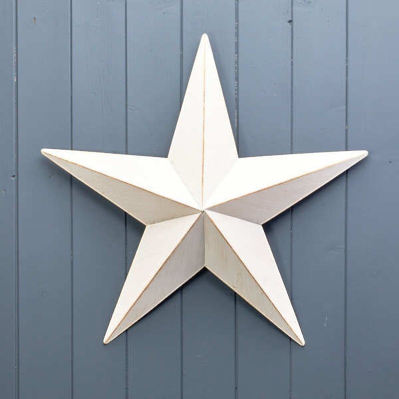 Large White Metal Star Christmas Decoration 52cm - Christmas Decor - British D'sire