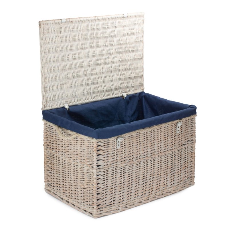 Large White Wash Finish Storage Wicker Basket - Shopping Baskets - British D'sire
