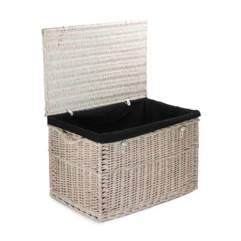 Large White Wash Finish Storage Wicker Basket - Shopping Baskets - British D'sire