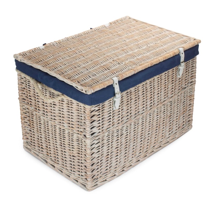 Large White Wash Finish Storage Wicker Basket - Shopping Baskets - British D'sire