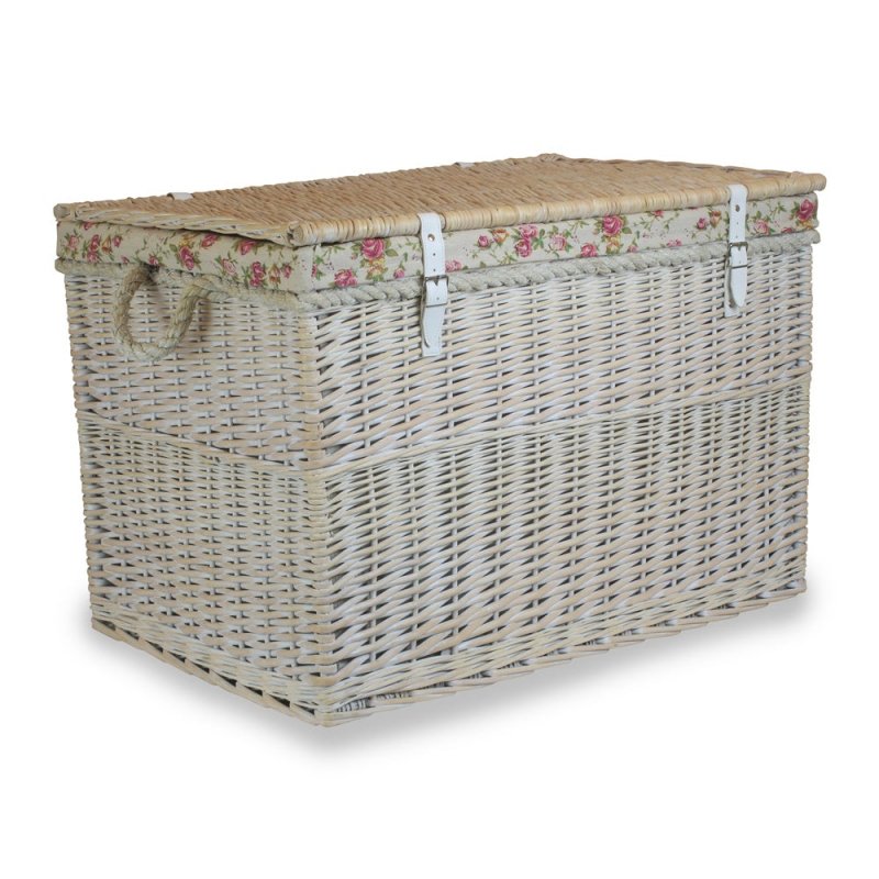 Large White Wash Finish Storage Wicker Basket - Shopping Baskets - British D'sire