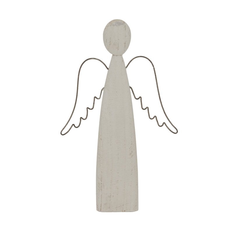Large Whitewashed Rustic Standing Angel - Christmas Decor - British D'sire