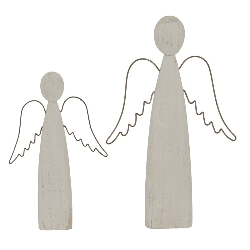 Large Whitewashed Rustic Standing Angel - Christmas Decor - British D'sire