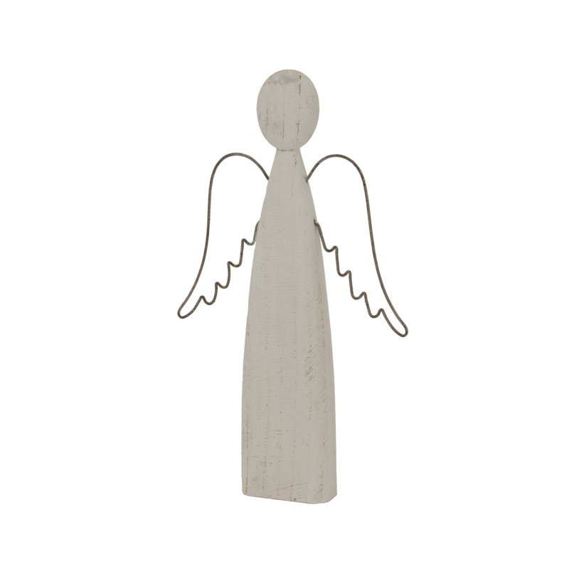 Large Whitewashed Rustic Standing Angel - Christmas Decor - British D'sire