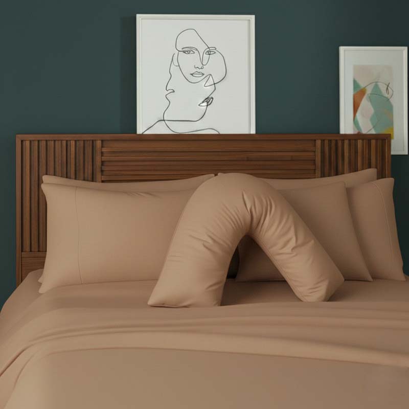 V Shape Pillowcase for Support Maternity Pillows Polycotton Easy Care - Mustard