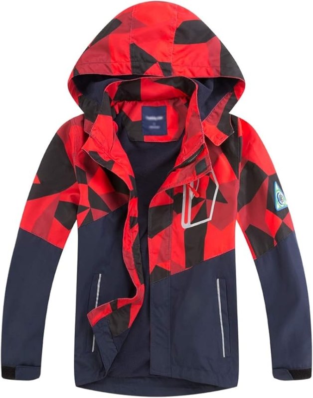 LAUSONS Kids Fleece Lined Raincoat Camo Waterproof Jackets - Boys Jacket - British D'sire Main image