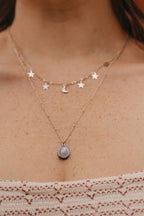 Layered Moon and Star Moonstone Necklace - Necklaces - British D'sire