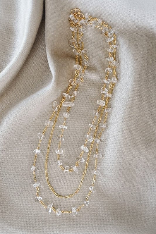 Layered Quartz Waterfall Necklace - Necklaces - British D'sire Main image