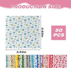 Lazio 50 Precut Cotton Fabric Squares – 10 x 10 cm Floral Patchwork Bundles | Soft Cotton Material for Sewing, Quilting, DIY Crafts & Textile Painting | Ideal for Beginners and Professionals Creating Artistic Projects - Patchwork Fabric Bundles - British D'sire
