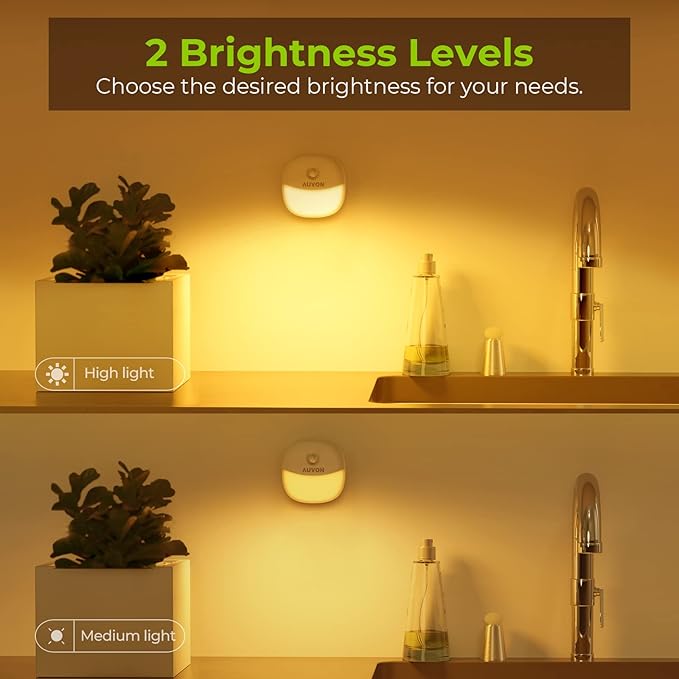 Lazio AUVON USB Rechargeable Night Light, Motion Sensor LED with Removable Magnetic Strip | 2 - Pack Warm White Lights for Cupboard, Wardrobe, Closet, Kitchen, Stairs, Bedroom & Hallway | Portable, Energy - Saving Design for Convenient Lighting - LED Lights - British D'sire