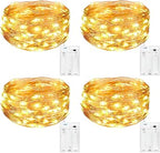 Lazio Kolpop Battery Operated Fairy Lights – 4 Pack, 5m Warm White 50 LED Copper Wire String Lights | Twinkle Lights for Bedroom, Wedding, Party & DIY Indoor Decorations | Energy - Efficient Christmas Tree Lights - Christmas String Lights - British D'sire
