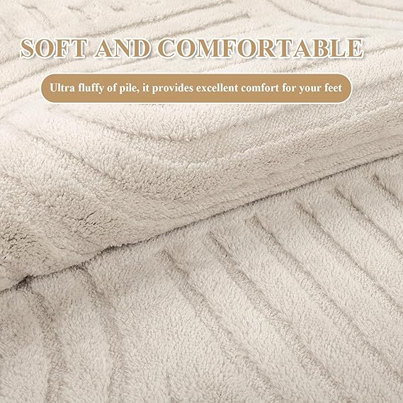 Lazio Machine Washable Soft High Pile Rug – 120 x 160 cm Cream Non-Shedding Area Carpet | Non-Slip Fluffy Mat for Living Room, Bedroom, Office, Dining Room & Lounge | Durable, Comfortable, and Easy-Care Floor Décor Secondary image