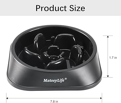 Lazio MateeyLife Slow Feeder Dog Bowl – Anti - Choking Puzzle Bowl for Small/Medium Dogs | 2 - Cup Capacity, 7.8 - Inch Black Interactive Bowl to Slow Down Eating | Promotes Healthy Digestion & Engaging Mealtime - Pet Bowl - British D'sire