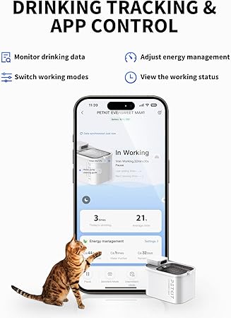 Lazio PETKIT EVERSWEET MAX Cat Water Fountain, 3L | Battery Operated & Cordless Automatic Water Dispenser | Motion Sensor & App Control | Ultra Quiet (26dB), 83 Days Battery Life for Cats & Dogs - Wireless Water Fountain - British D'sire