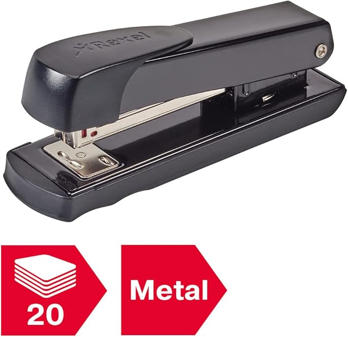 Lazio Rexel Meteor Half Strip Stapler – 20 Sheet Capacity with Metal Body | Uses 24/6 & 26/6 Staples | Durable Black Office Stapler for Professionals & Students | Compact Design for Desk Use & Long-Lasting Performance Secondary image
