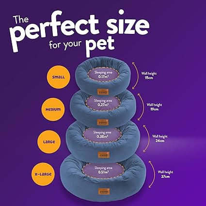 Lazio Slumberdown Medium Donut Dog Bed (65cm) | Anti - Anxiety & Calming Luxury Pet Bed | Soft Velour Removable Cover with Anti - Slip Base | Washable Dog & Cat Bed for Pets, Kids & Adults | Made in the UK, Navy - Donut Dog Bed - British D'sire Main image