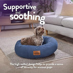 Lazio Slumberdown Medium Donut Dog Bed (65cm) | Anti - Anxiety & Calming Luxury Pet Bed | Soft Velour Removable Cover with Anti - Slip Base | Washable Dog & Cat Bed for Pets, Kids & Adults | Made in the UK, Navy - Donut Dog Bed - British D'sire