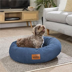 Lazio Slumberdown Medium Donut Dog Bed (65cm) | Anti - Anxiety & Calming Luxury Pet Bed | Soft Velour Removable Cover with Anti - Slip Base | Washable Dog & Cat Bed for Pets, Kids & Adults | Made in the UK, Navy - Donut Dog Bed - British D'sire