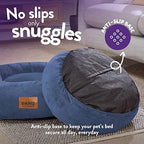 Lazio Slumberdown Medium Donut Dog Bed (65cm) | Anti - Anxiety & Calming Luxury Pet Bed | Soft Velour Removable Cover with Anti - Slip Base | Washable Dog & Cat Bed for Pets, Kids & Adults | Made in the UK, Navy - Donut Dog Bed - British D'sire